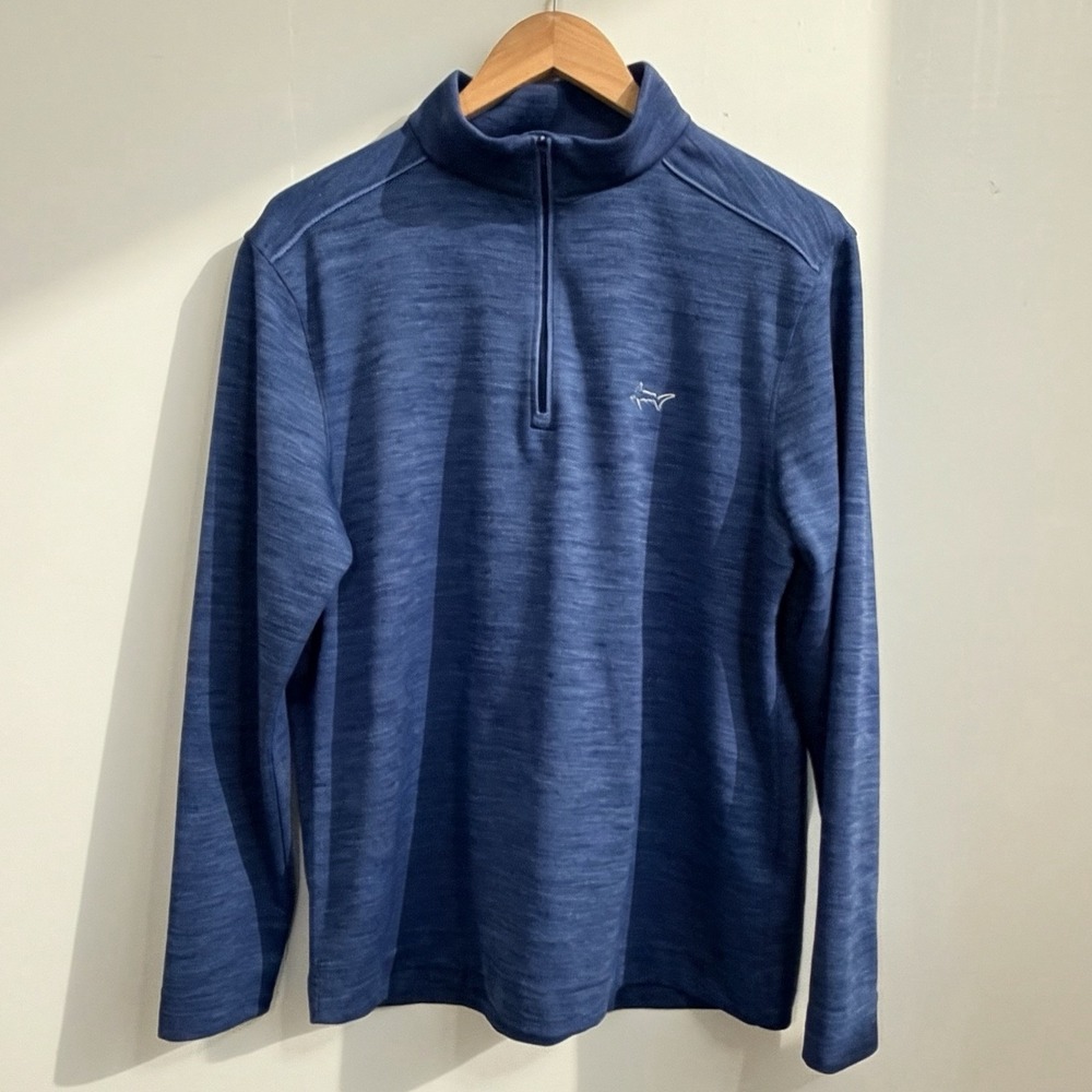 Greg Norman PLAY DRY 1/4 Zip Mock Neck Pullover Blue M Long Sleeve Golf